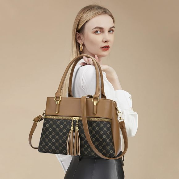 Brown Floral Pattern Leather Shoulder Bag Bags